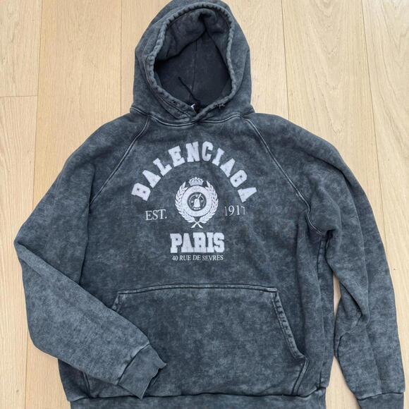Balenciaga College 1917 Distressed Graphic Hoodie